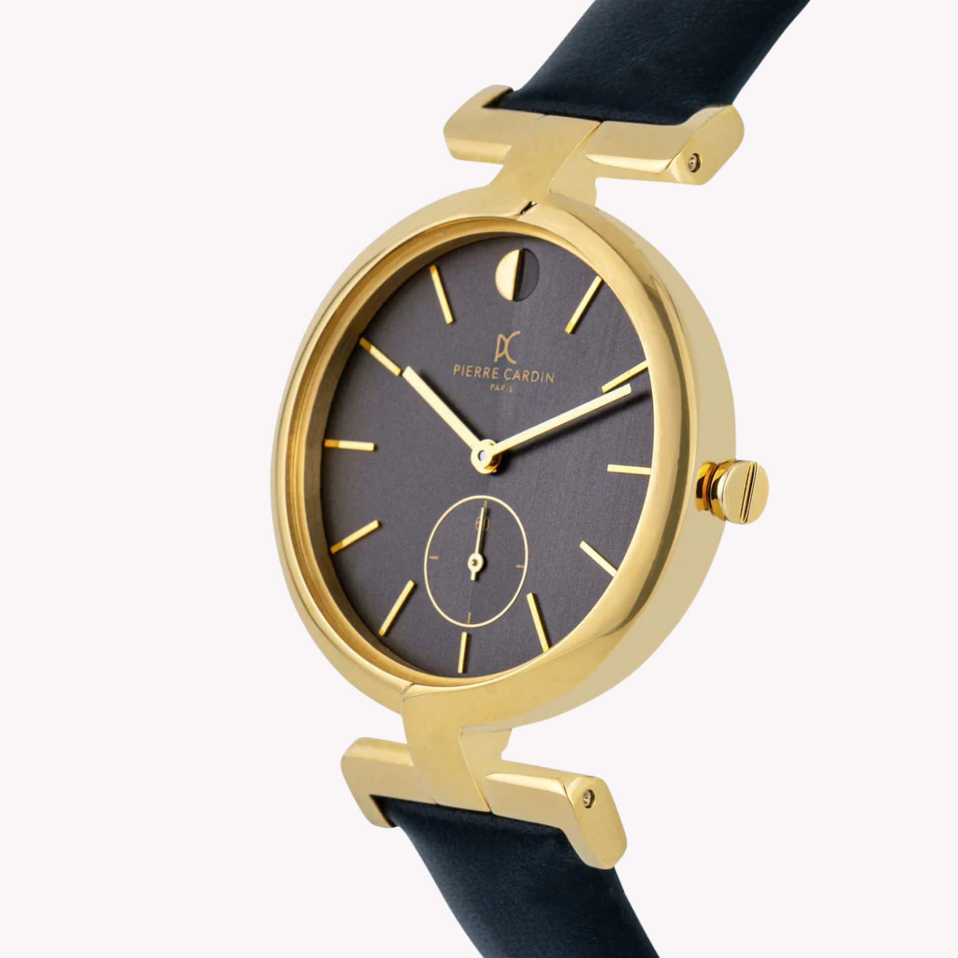 Pierre Cardin Women's Black Leather Watch, Gold Case | Cmd.3518