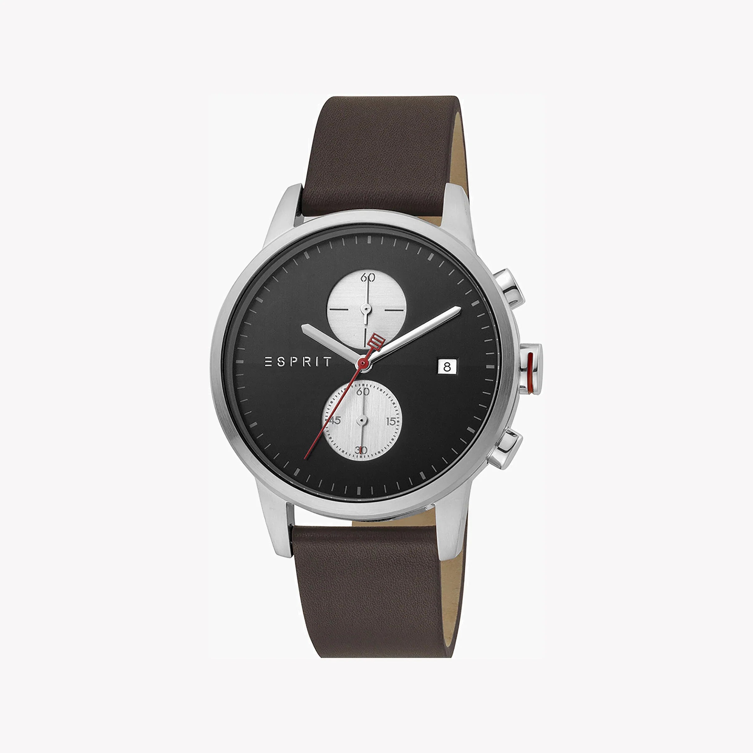 Esprit Men's Brown Leather Watch, Black Dial | Es1g013m0075