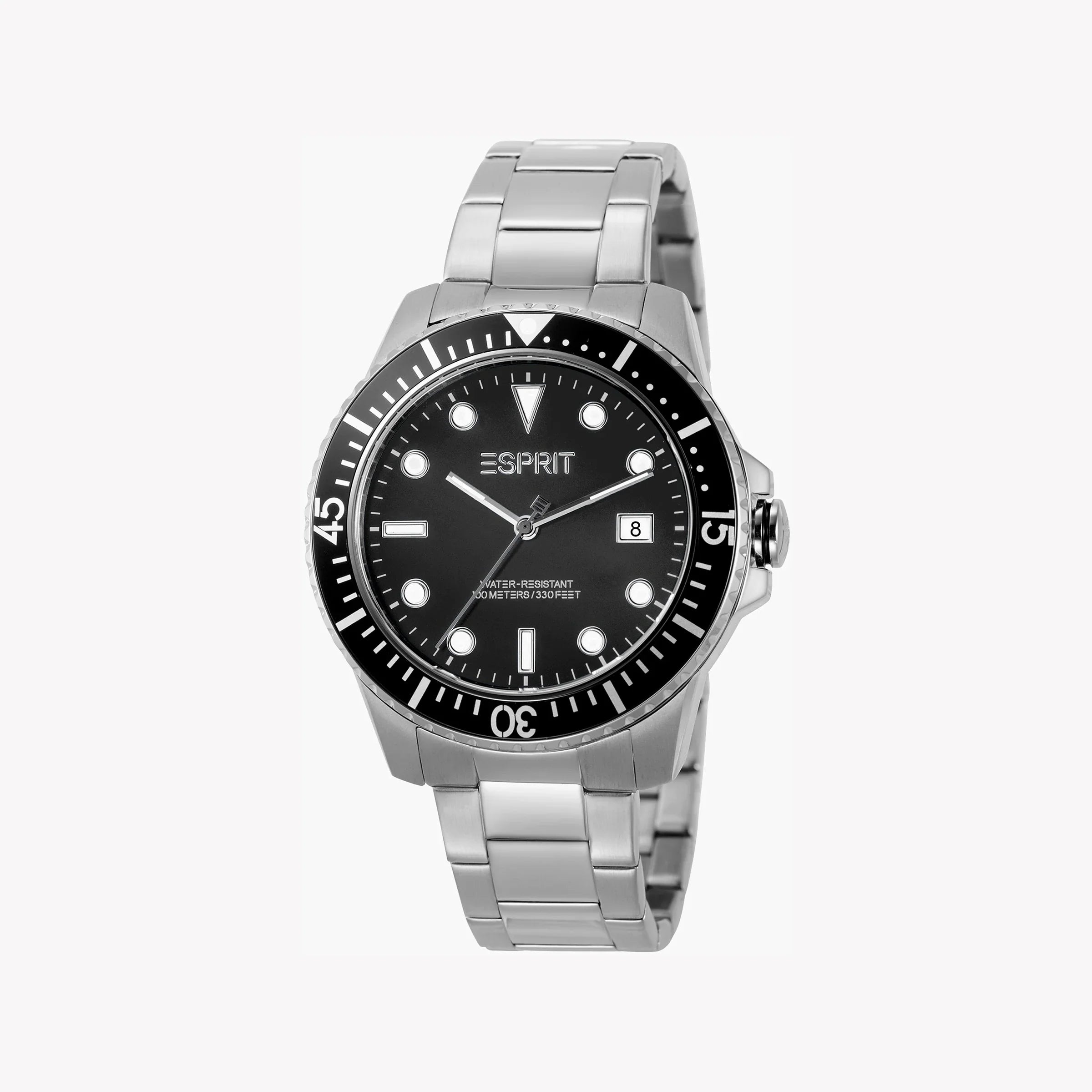 Esprit Men's Silver Stainless Steel Watch, Black Dial | Es1g051m0015