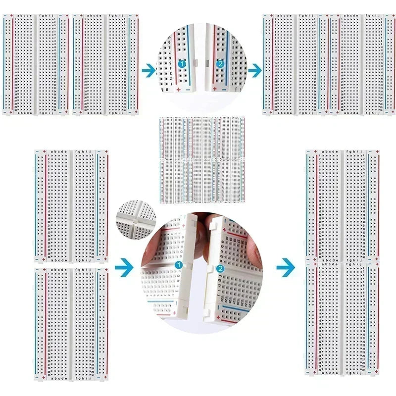 MB-102 Prototype Breadboard 400 830 Points Solderless PCB Bread Board Jumper Wires Cable Board DIY Dupont Wire for Arduino Kit