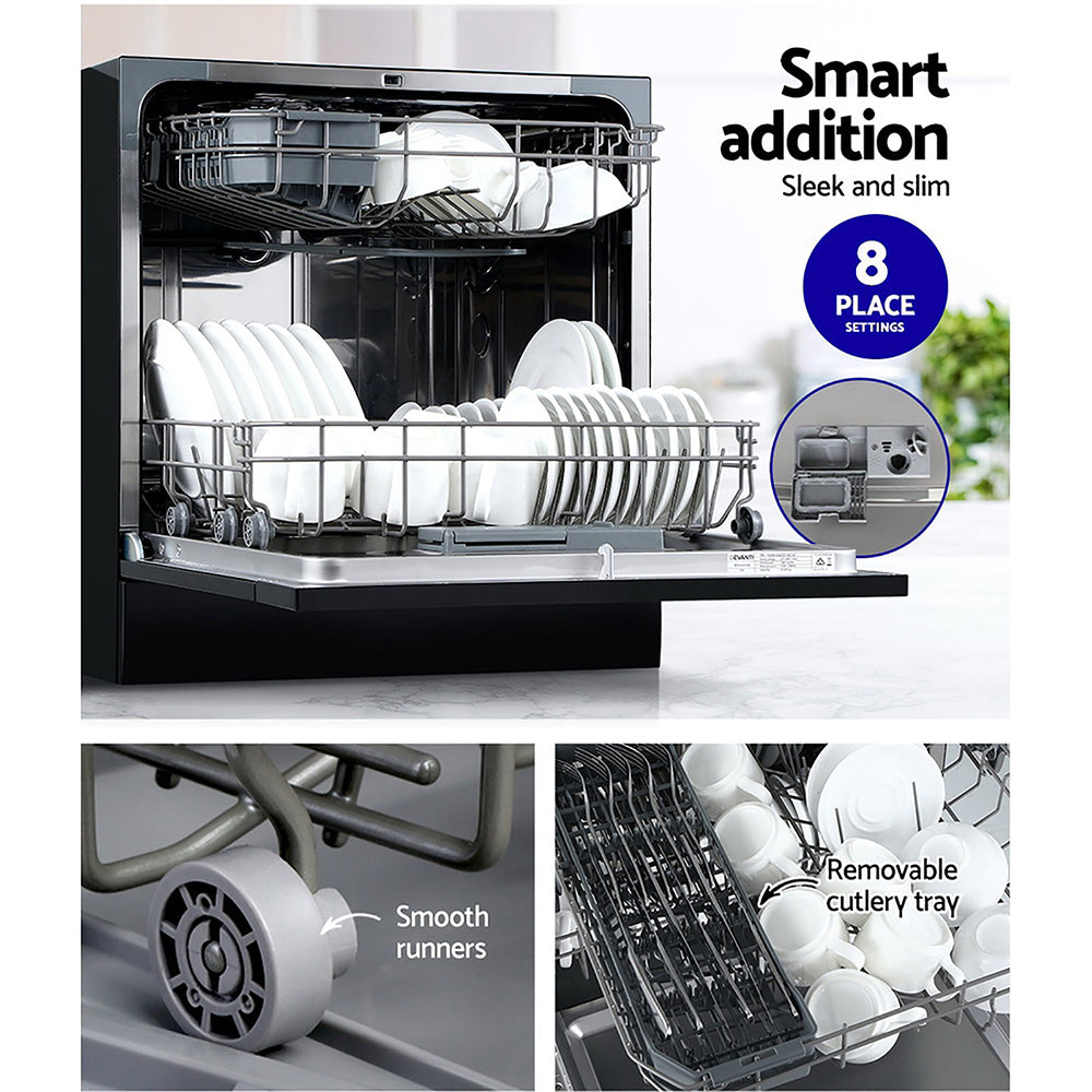 NNEDSZ Benchtop Dishwasher Counter Bench Top Freestanding Dish Washer 8 Place-4
