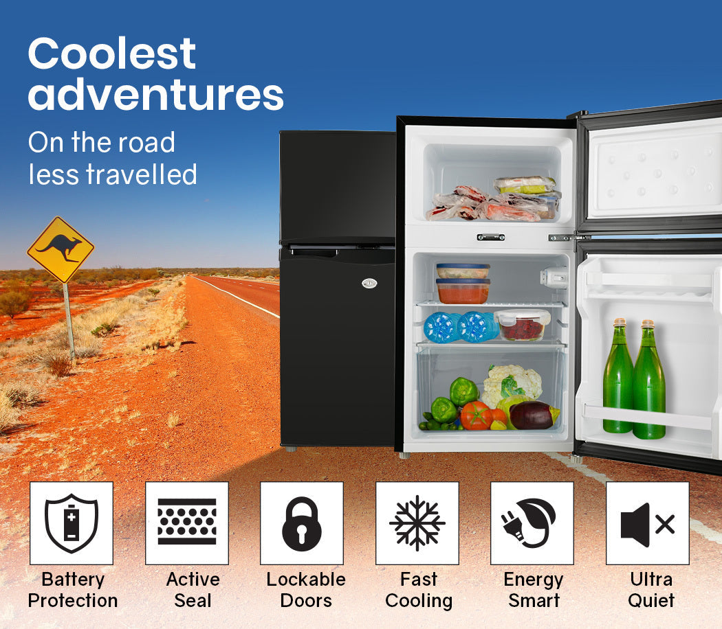 NNEMB 95L Portable Upright Fridge 12V/24V/240V for Motorhome-Caravan-Black-2