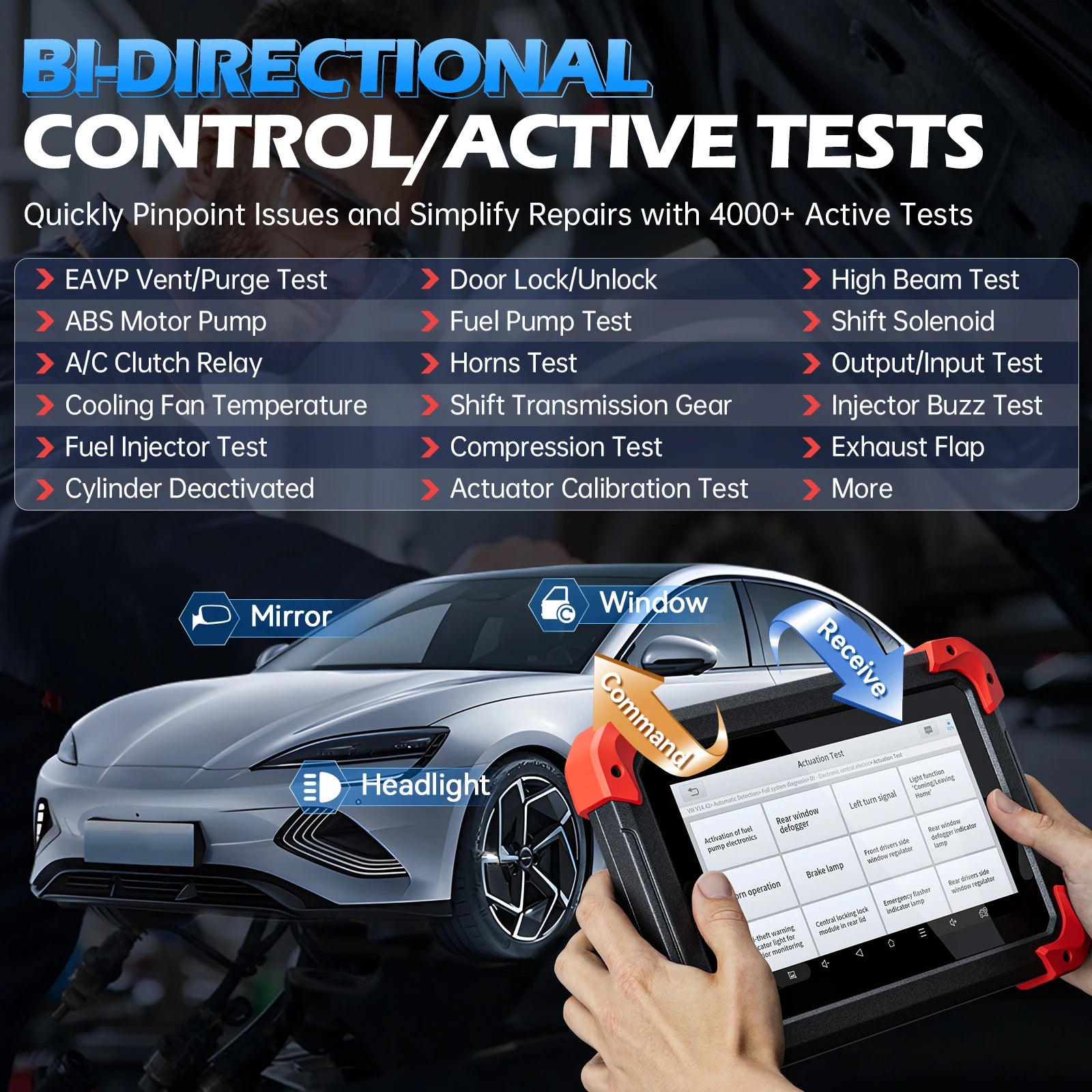XTOOL D7 All Systems Car Diagnostics Tool Bidirectional Scanner 36+ Reset ECU Coding Key Programmer with CANFD/DOIP/FCA OBD2 Sca