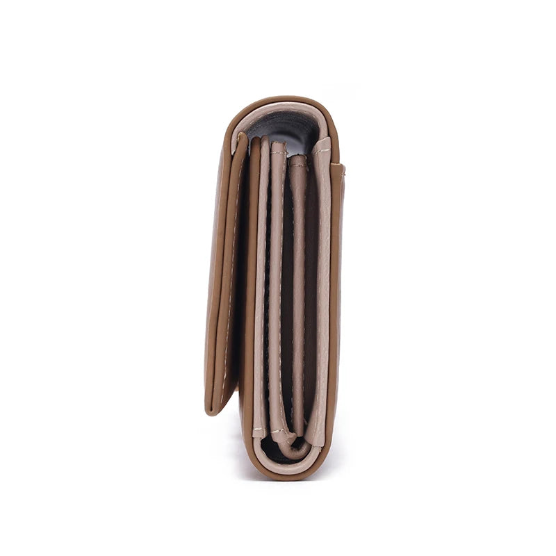 Autumn and winter new wallet women's long South Korea and South Korea small fresh PU leather solid color three fold bag simple s
