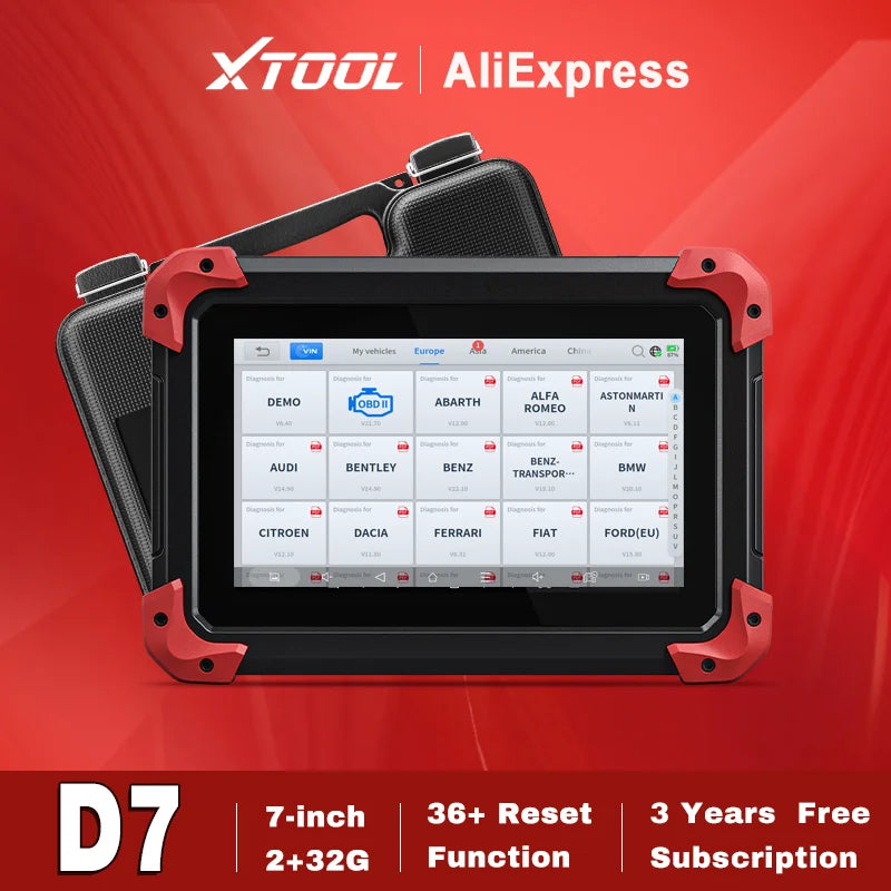 XTOOL D7 All Systems Car Diagnostics Tool Bidirectional Scanner 36+ Reset ECU Coding Key Programmer with CANFD/DOIP/FCA OBD2 Sca