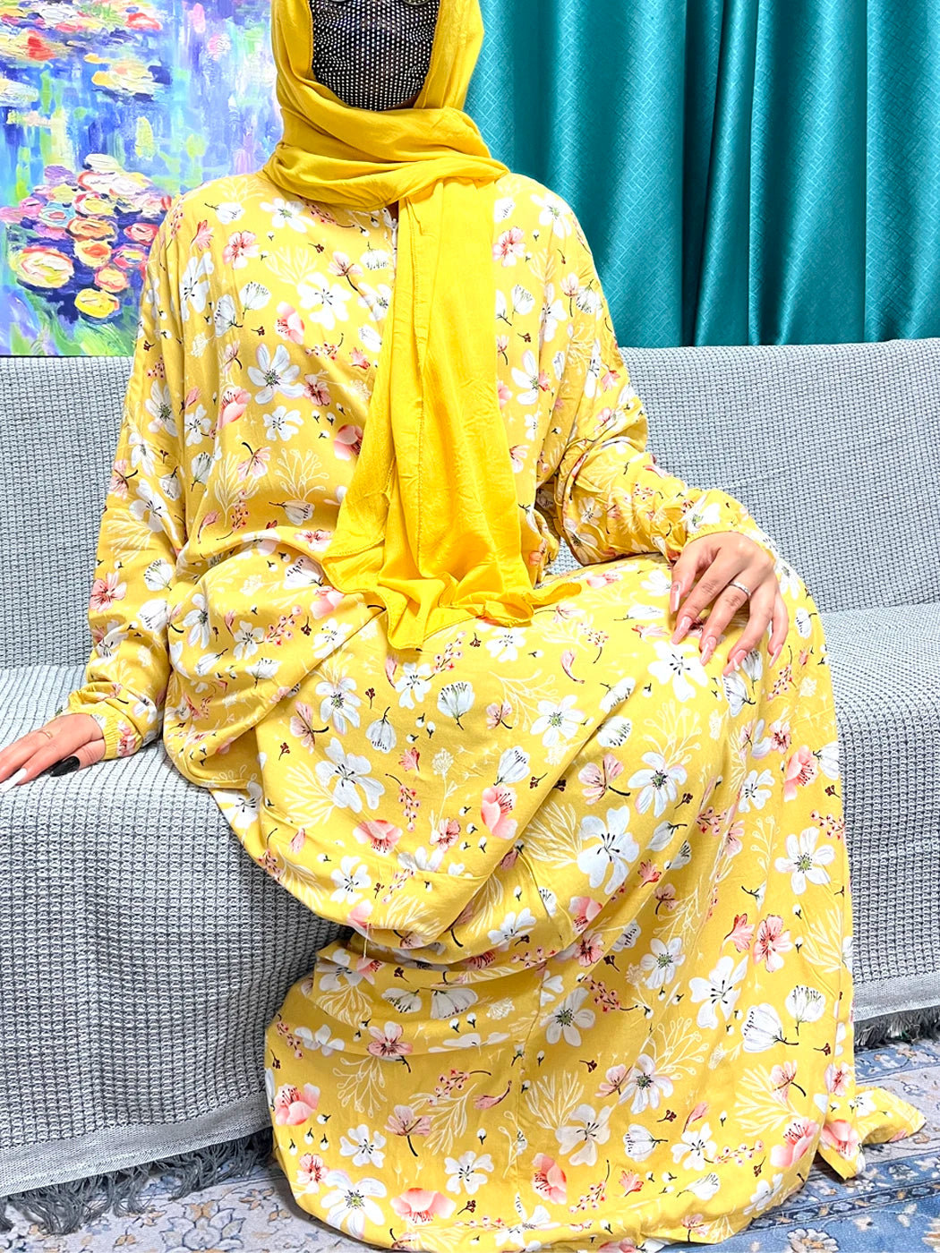 Abayas For Women Dubai Traditional Festival Ramadan Floral Cotton Prayer Garment African Nigeria Clothes Connect Hijab Turban