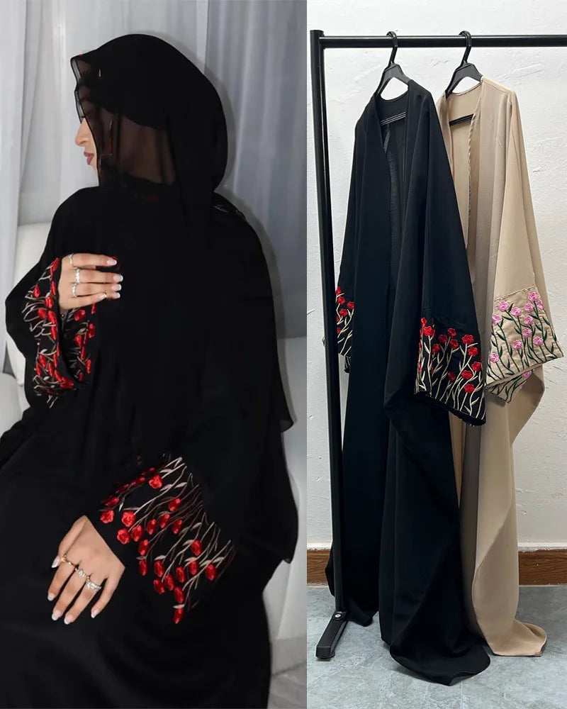 Djellaba Embroidery Open Dress Women Abaya Muslim Kimono Dresses Dubai Jalabiya Abayas Kaftan Islam Morocco Vestidos Kimono
