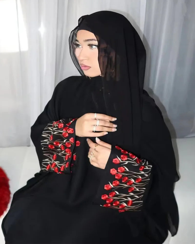 Djellaba Embroidery Open Dress Women Abaya Muslim Kimono Dresses Dubai Jalabiya Abayas Kaftan Islam Morocco Vestidos Kimono