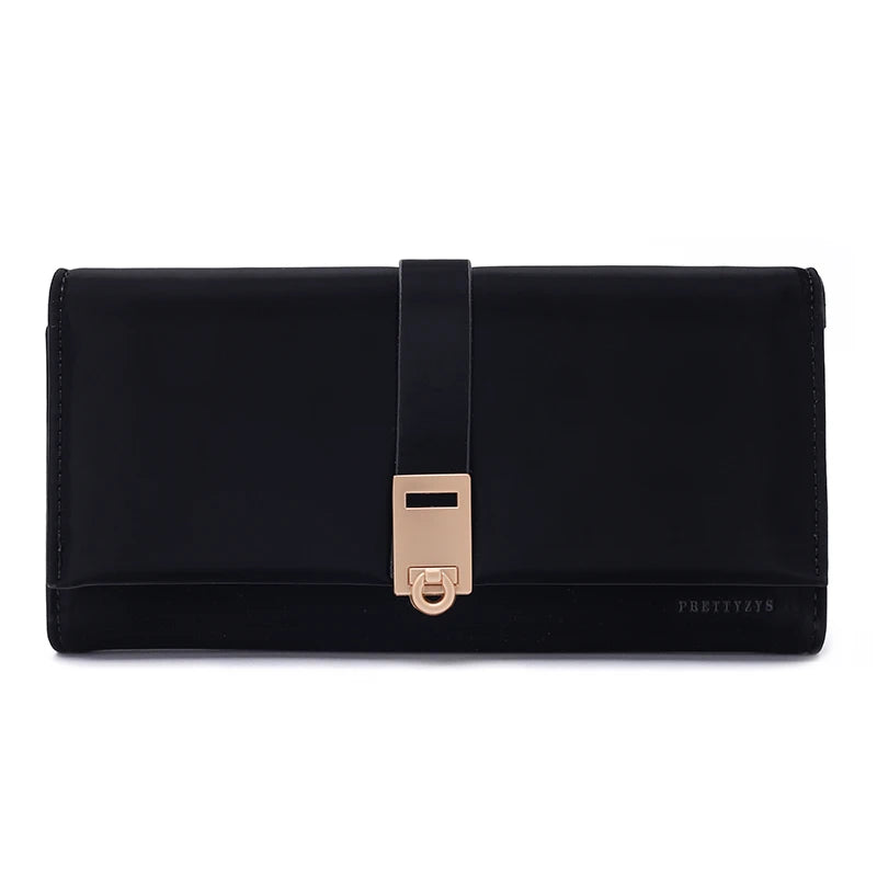 Autumn and winter new wallet women's long South Korea and South Korea small fresh PU leather solid color three fold bag simple s