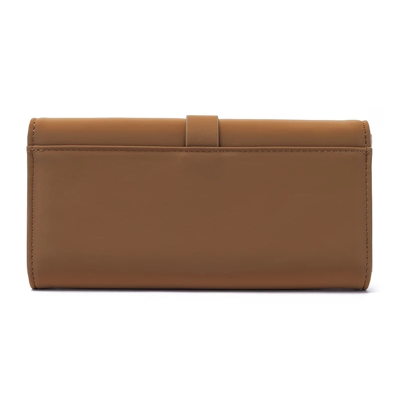 Autumn and winter new wallet women's long South Korea and South Korea small fresh PU leather solid color three fold bag simple s