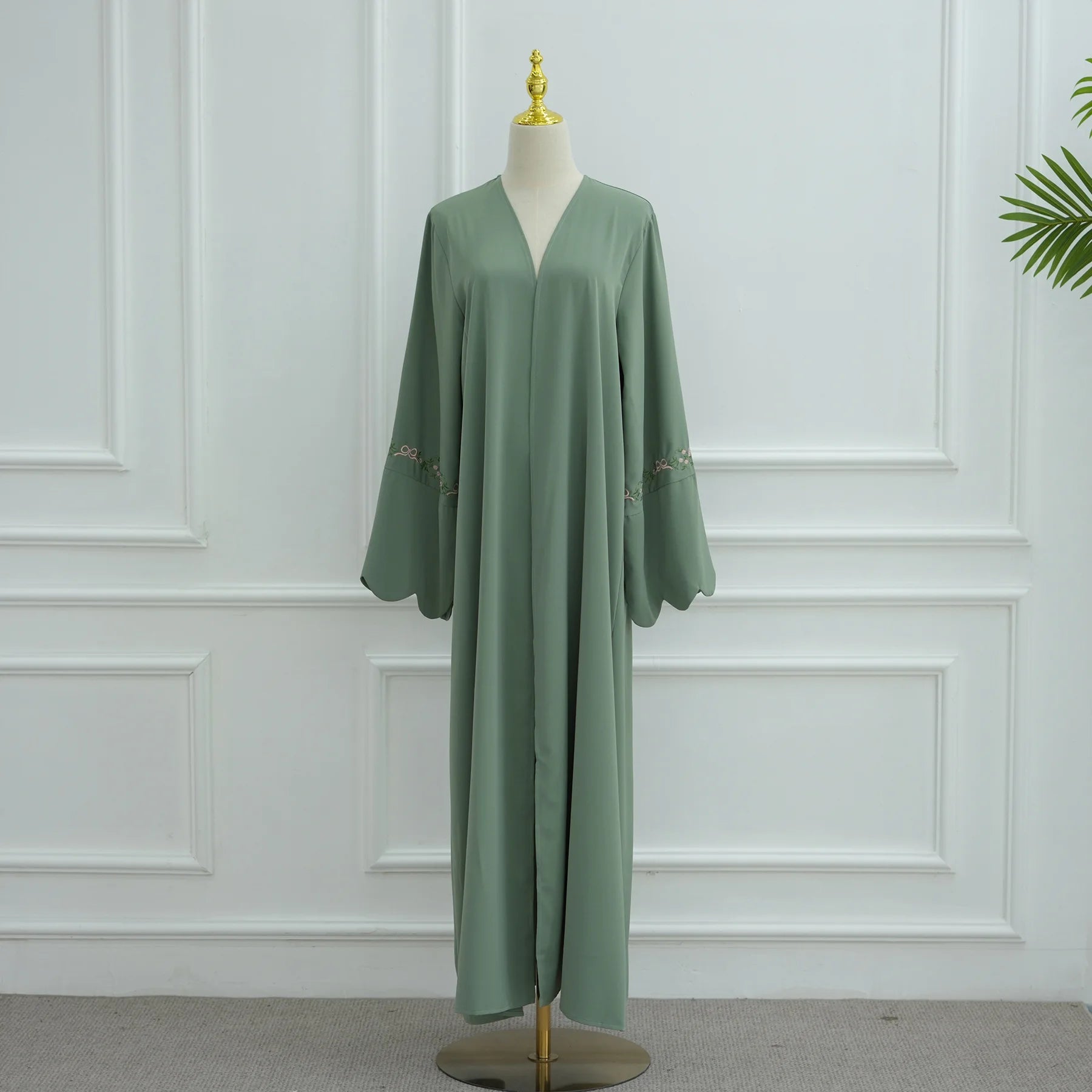 2025 Women's Dresses Embroidery Luxury Abaya Dubai Womens Clothing Front Open Abaya and Hijab 2 Piece Set Islamic Clothing