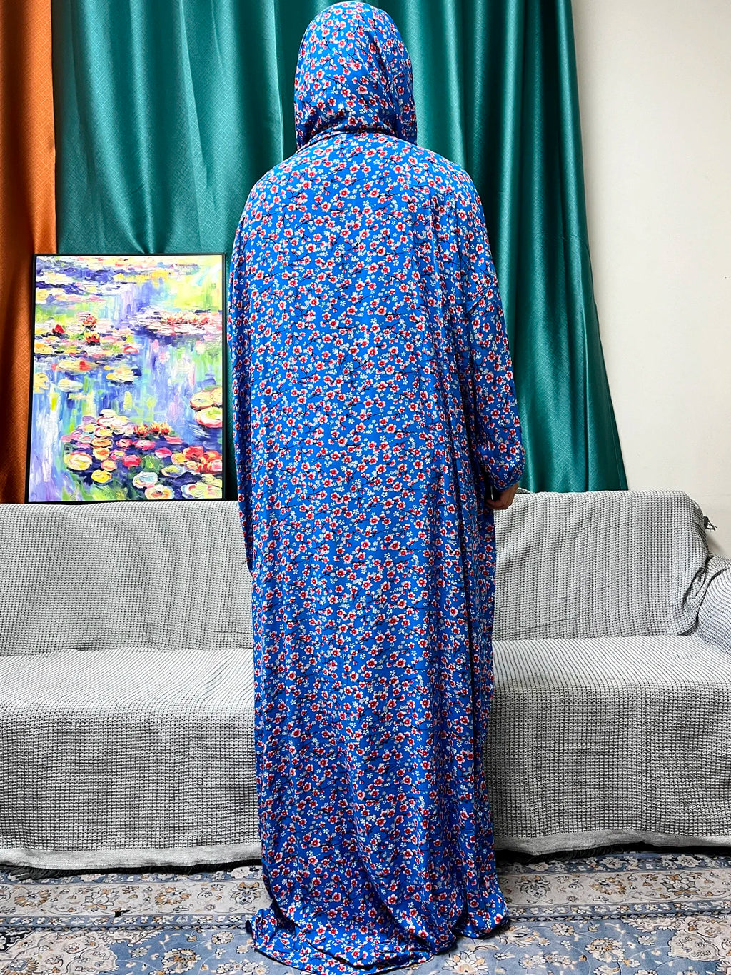 Abayas For Women Dubai Traditional Festival Ramadan Floral Cotton Prayer Garment African Nigeria Clothes Connect Hijab Turban