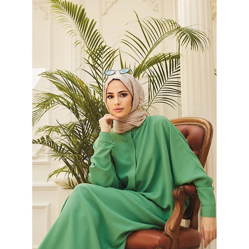 Abaya Dress Muslim Fashion Robe Abaya Ramadan Ladies Long Sleeve Islamic Dress Middle East Abayas Women Clothing Without Hijab