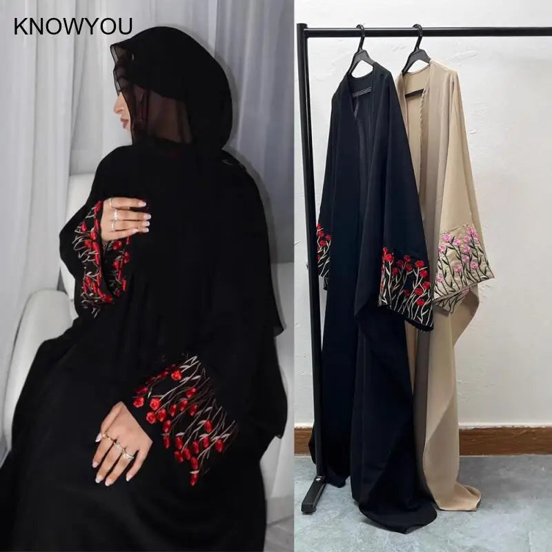Djellaba Embroidery Open Dress Women Abaya Muslim Kimono Dresses Dubai Jalabiya Abayas Kaftan Islam Morocco Vestidos Kimono
