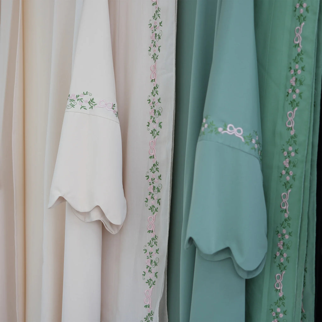 2025 Women's Dresses Embroidery Luxury Abaya Dubai Womens Clothing Front Open Abaya and Hijab 2 Piece Set Islamic Clothing