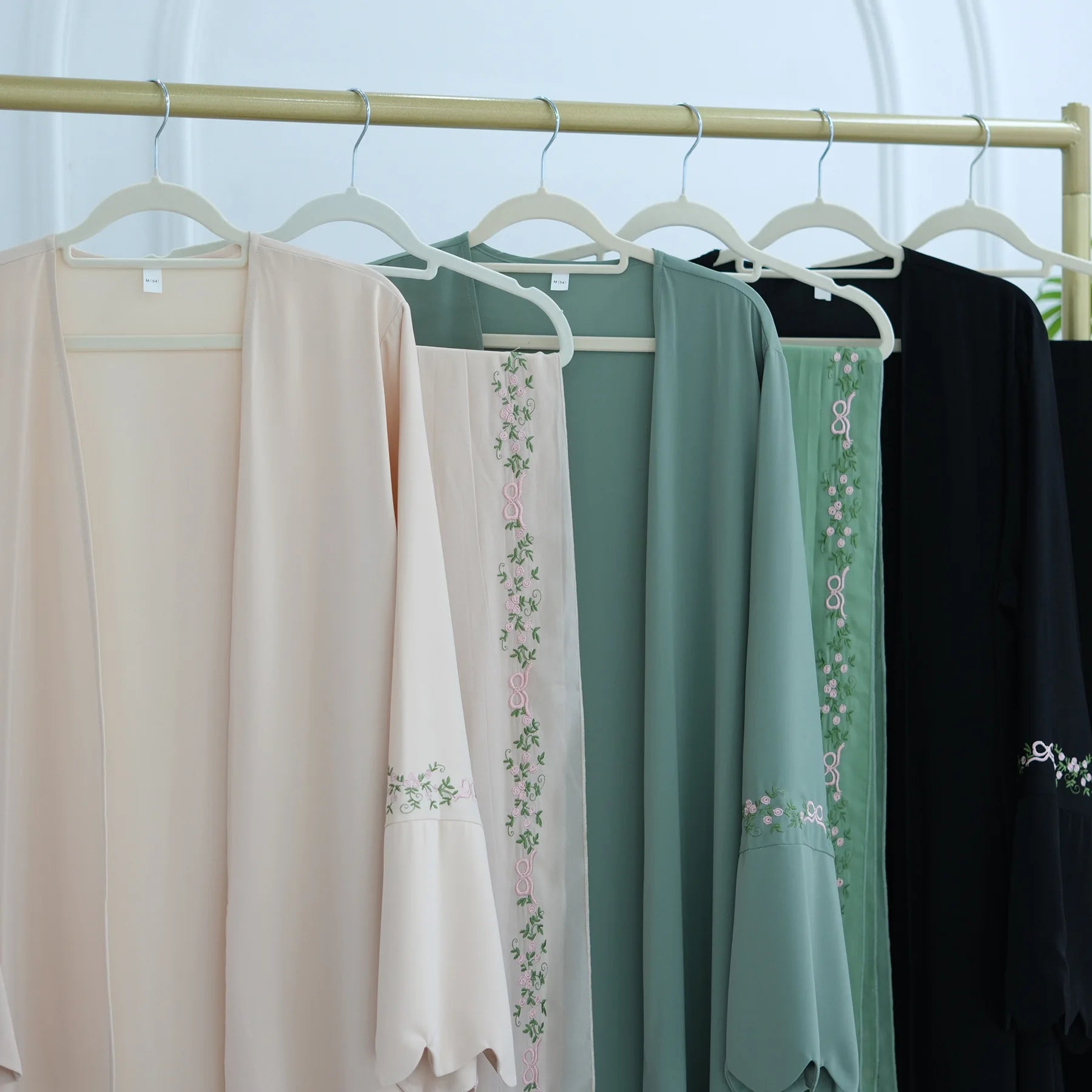 2025 Women's Dresses Embroidery Luxury Abaya Dubai Womens Clothing Front Open Abaya and Hijab 2 Piece Set Islamic Clothing