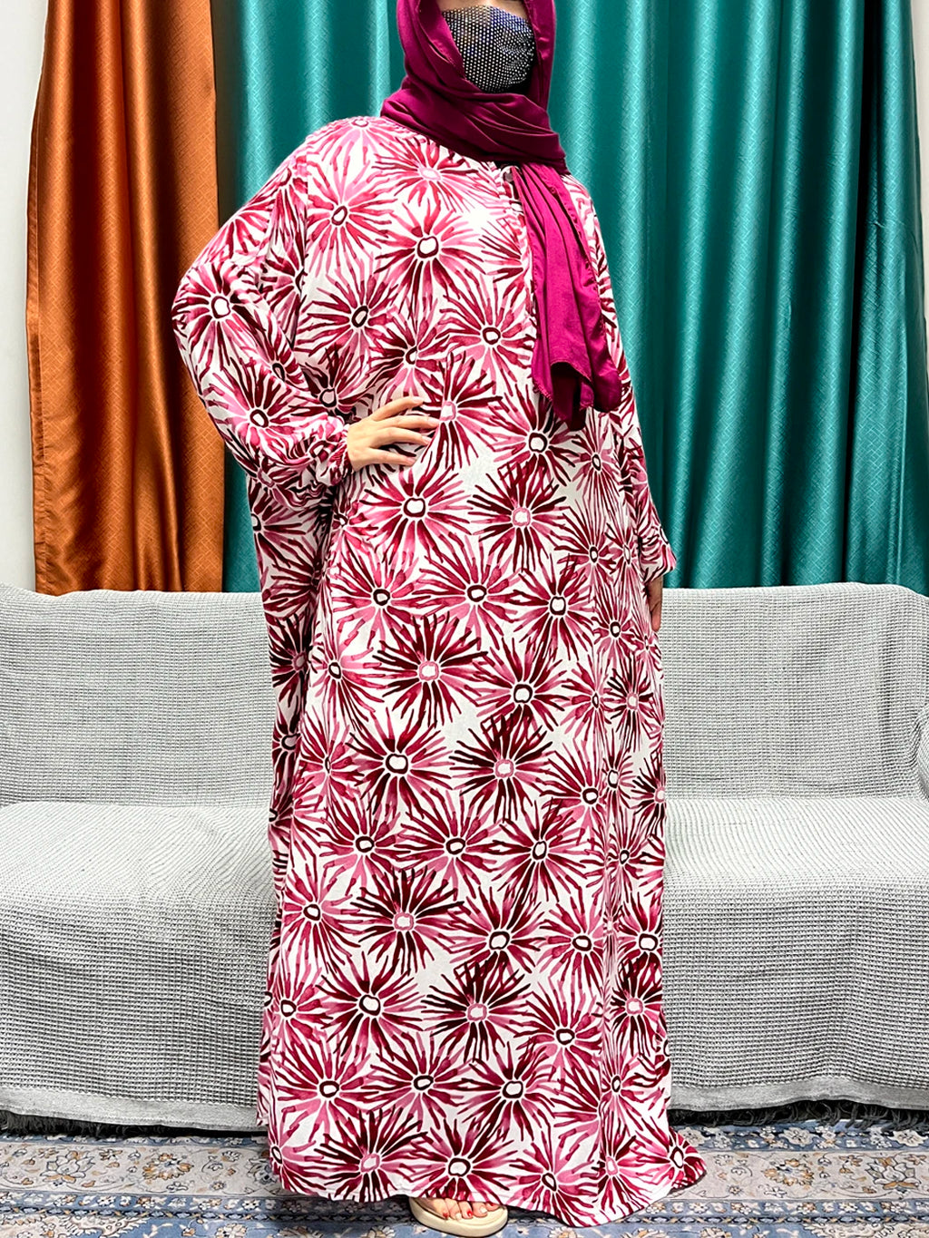Abayas For Women Dubai Traditional Festival Ramadan Floral Cotton Prayer Garment African Nigeria Clothes Connect Hijab Turban