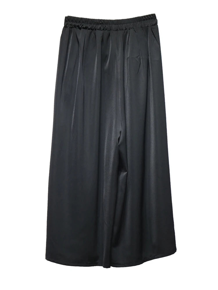 [EAM] High Elastic Waist Black Pattern Printed Long Wide Leg Pants New Trousers Women Fashion Tide Spring Autumn 2025 1DJ0899
