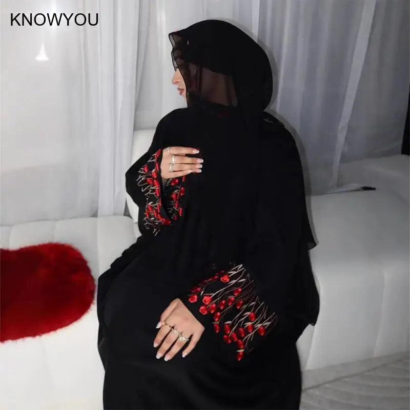 Djellaba Embroidery Open Dress Women Abaya Muslim Kimono Dresses Dubai Jalabiya Abayas Kaftan Islam Morocco Vestidos Kimono