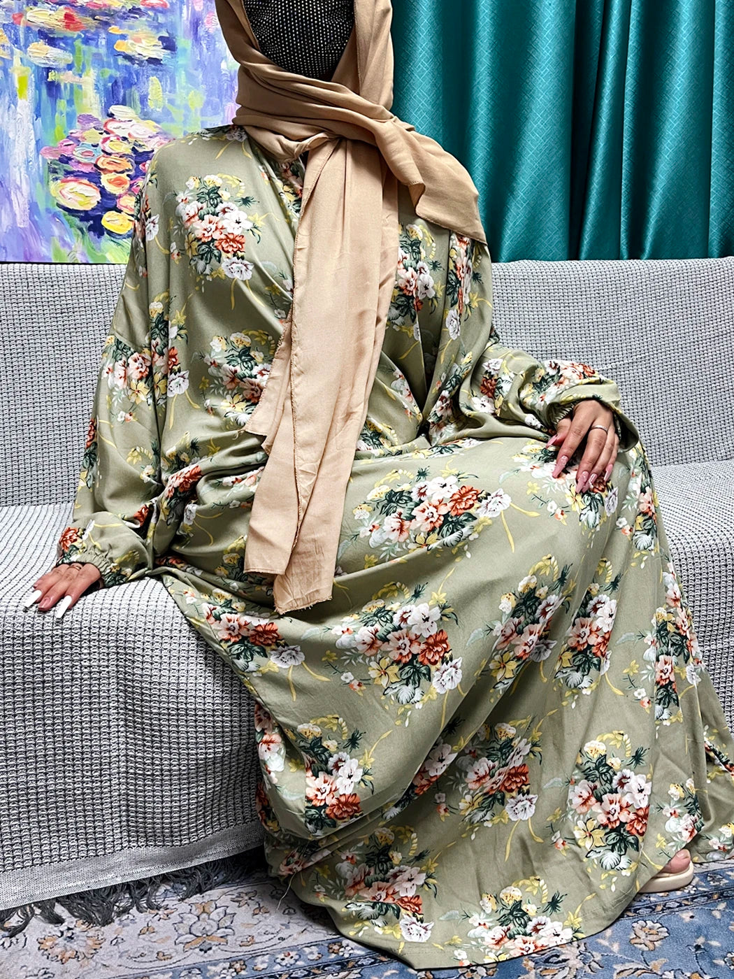Abayas For Women Dubai Traditional Festival Ramadan Floral Cotton Prayer Garment African Nigeria Clothes Connect Hijab Turban
