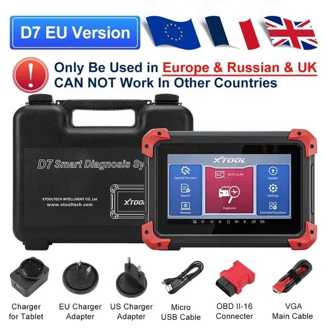 XTOOL D7 All Systems Car Diagnostics Tool Bidirectional Scanner 36+ Reset ECU Coding Key Programmer with CANFD/DOIP/FCA OBD2 Sca