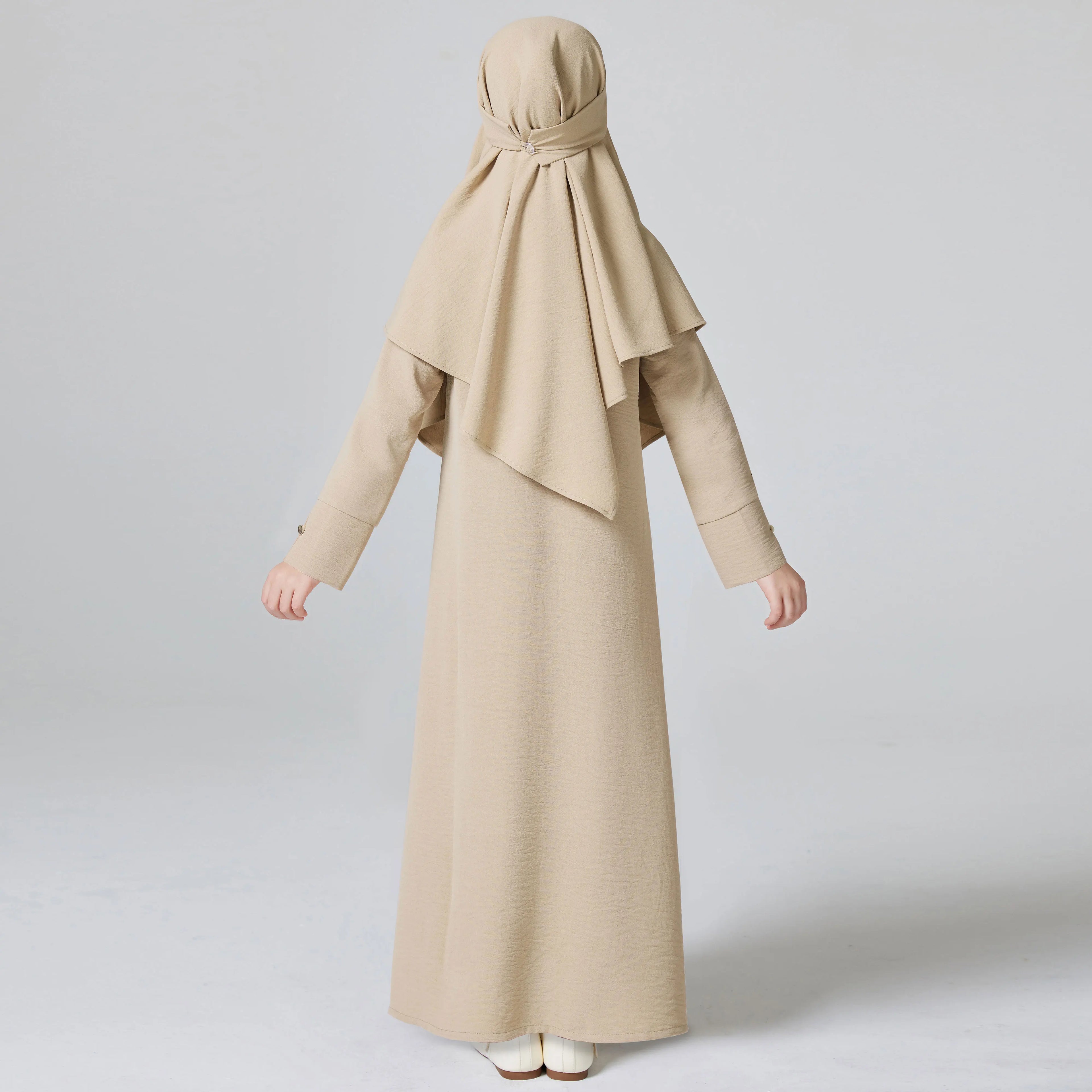 Abaya Ramadan Kebaya Girls 2pcs Muslim Outfits, Long Sleeve Dress + Hijab Set, Kids Abayas Girls Dubai Khimar