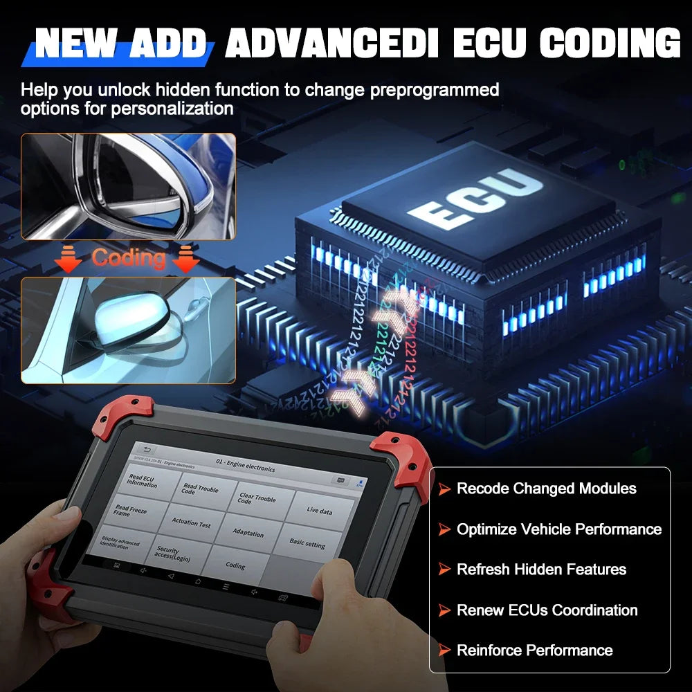 XTOOL D7 All Systems Car Diagnostics Tool Bidirectional Scanner 36+ Reset ECU Coding Key Programmer with CANFD/DOIP/FCA OBD2 Sca