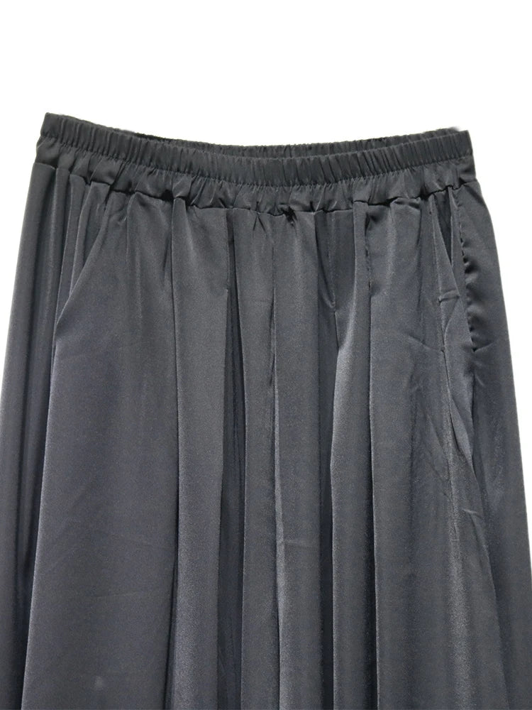 [EAM] High Elastic Waist Black Pattern Printed Long Wide Leg Pants New Trousers Women Fashion Tide Spring Autumn 2025 1DJ0899