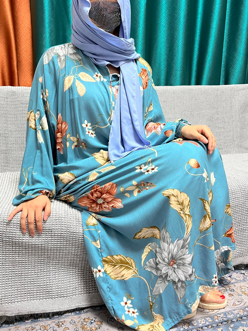 Abayas For Women Dubai Traditional Festival Ramadan Floral Cotton Prayer Garment African Nigeria Clothes Connect Hijab Turban