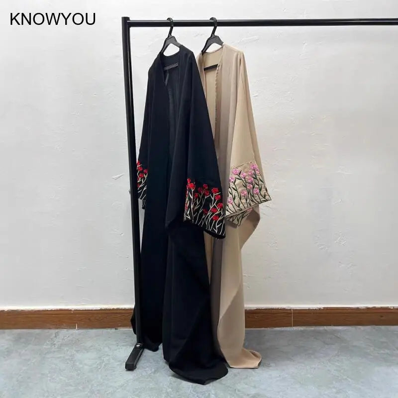 Djellaba Embroidery Open Dress Women Abaya Muslim Kimono Dresses Dubai Jalabiya Abayas Kaftan Islam Morocco Vestidos Kimono