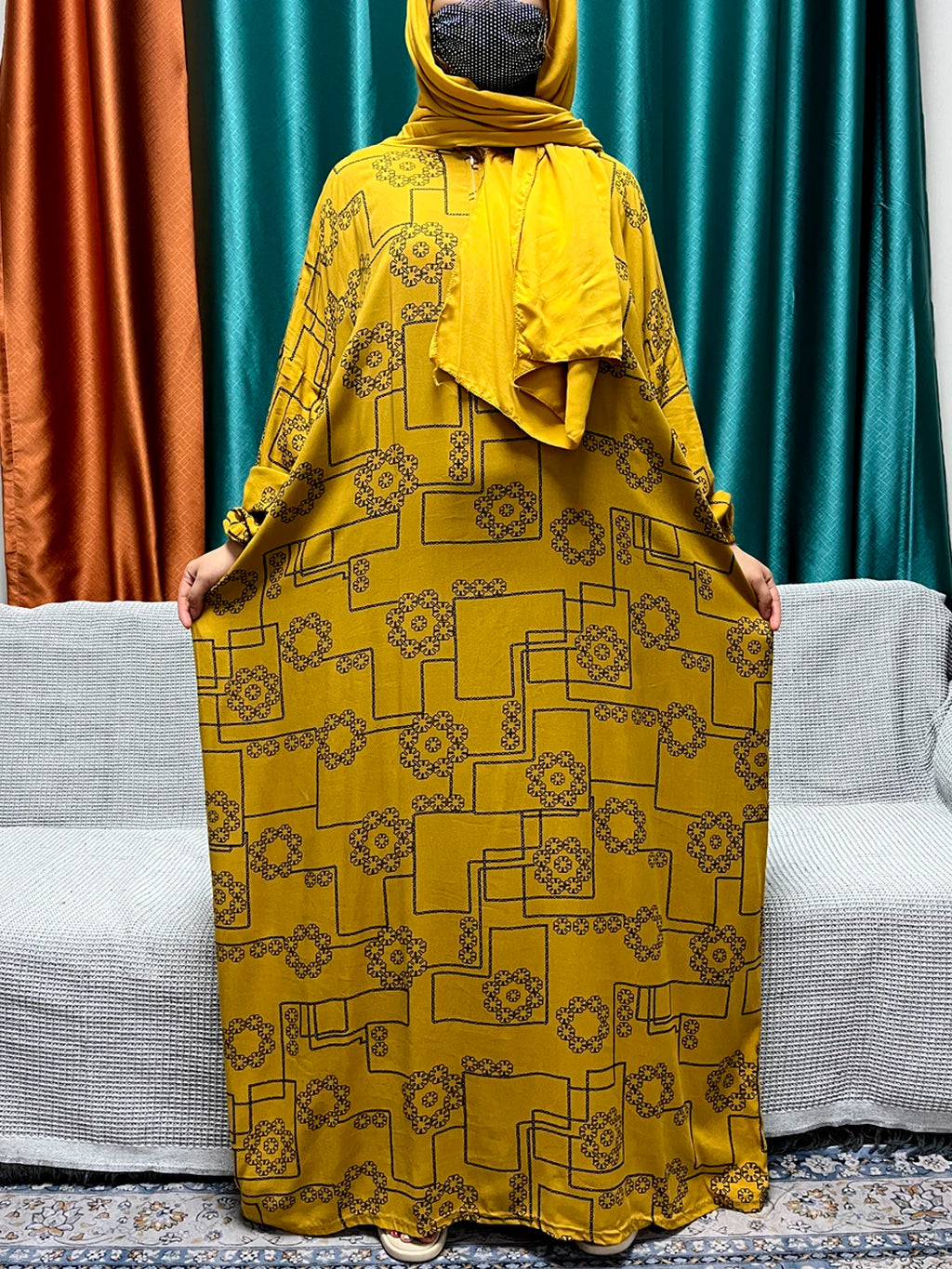Abayas For Women Dubai Traditional Festival Ramadan Floral Cotton Prayer Garment African Nigeria Clothes Connect Hijab Turban