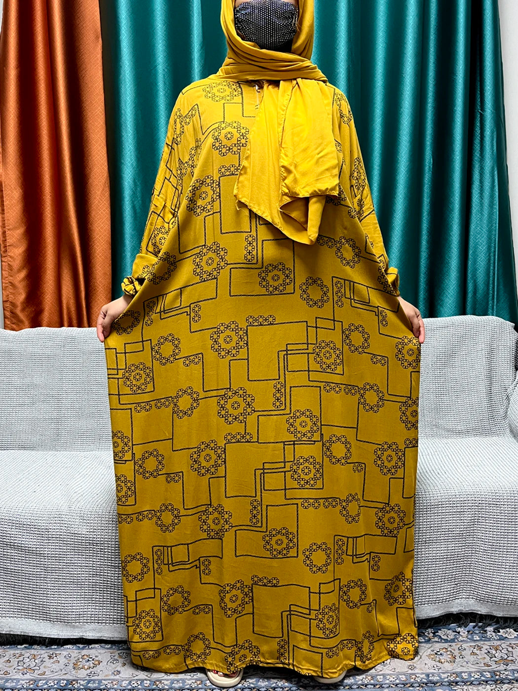Abayas For Women Dubai Traditional Festival Ramadan Floral Cotton Prayer Garment African Nigeria Clothes Connect Hijab Turban