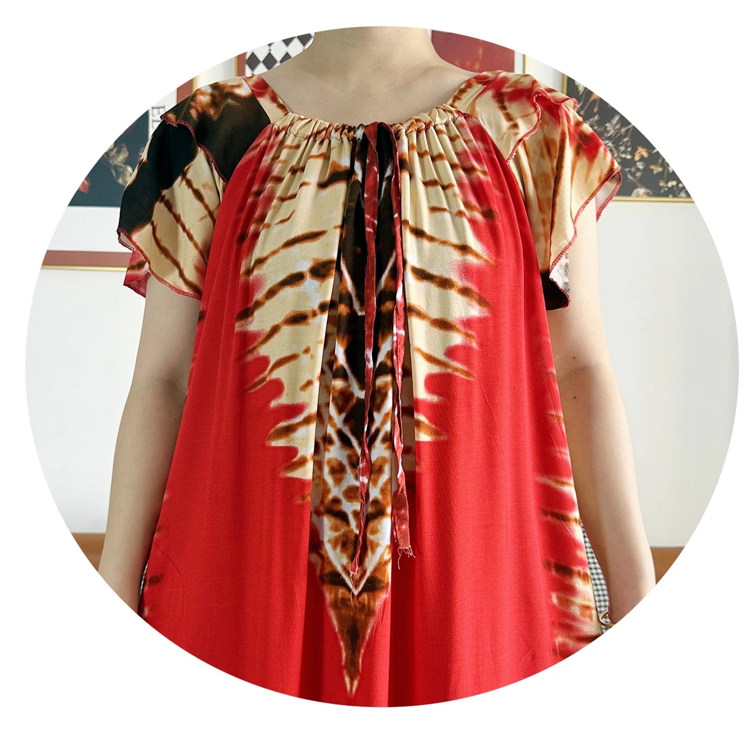 Abaya for Women  African Lady Short Sleeve Loose Dress Solid Cotton Boat-Neck Floral Boubou Maxi Islam Women African Clothes