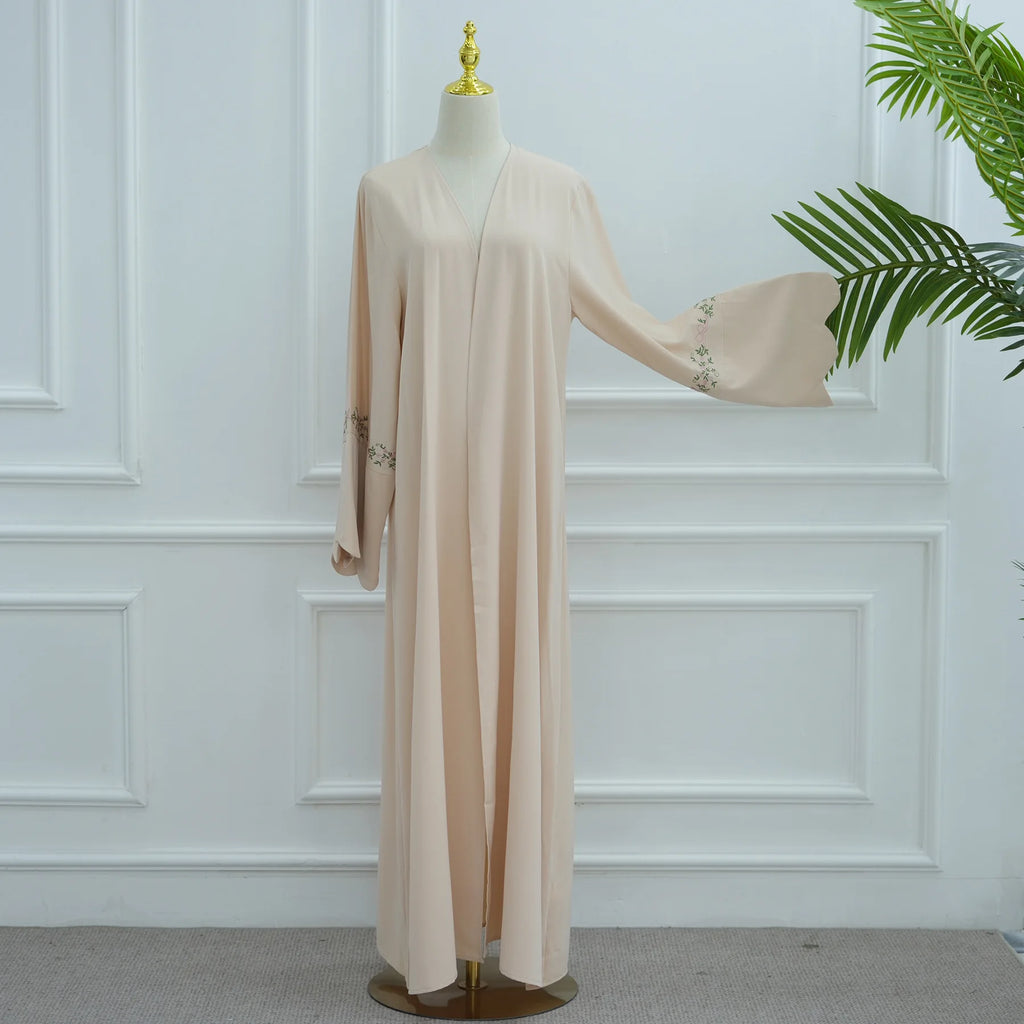 2025 Women's Dresses Embroidery Luxury Abaya Dubai Womens Clothing Front Open Abaya and Hijab 2 Piece Set Islamic Clothing