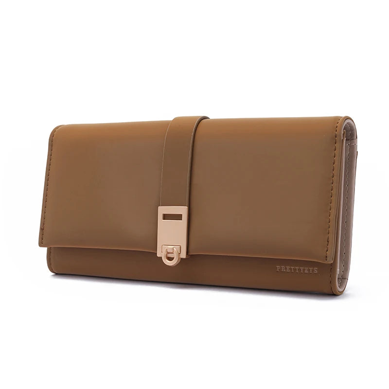 Autumn and winter new wallet women's long South Korea and South Korea small fresh PU leather solid color three fold bag simple s