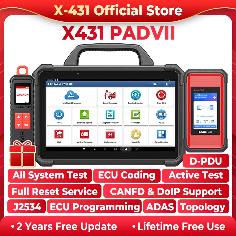 X-431 PAD7 LAUNCH Car Diagnostic Tools J2534 Smartlink Automotive Scanner Auto Online Programming OBD Scan 2 Years Free Update