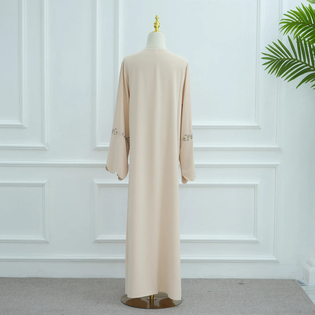 2025 Women's Dresses Embroidery Luxury Abaya Dubai Womens Clothing Front Open Abaya and Hijab 2 Piece Set Islamic Clothing