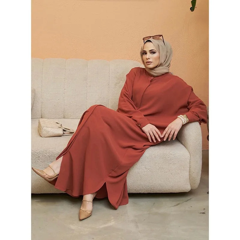 Abaya Dress Muslim Fashion Robe Abaya Ramadan Ladies Long Sleeve Islamic Dress Middle East Abayas Women Clothing Without Hijab