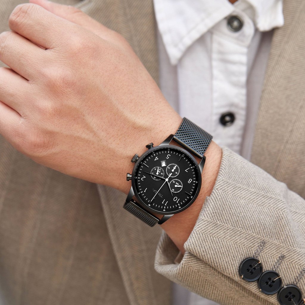 Trnda Men's Stainless Steel Watch, Black Dial | Trnda-Ss43bk