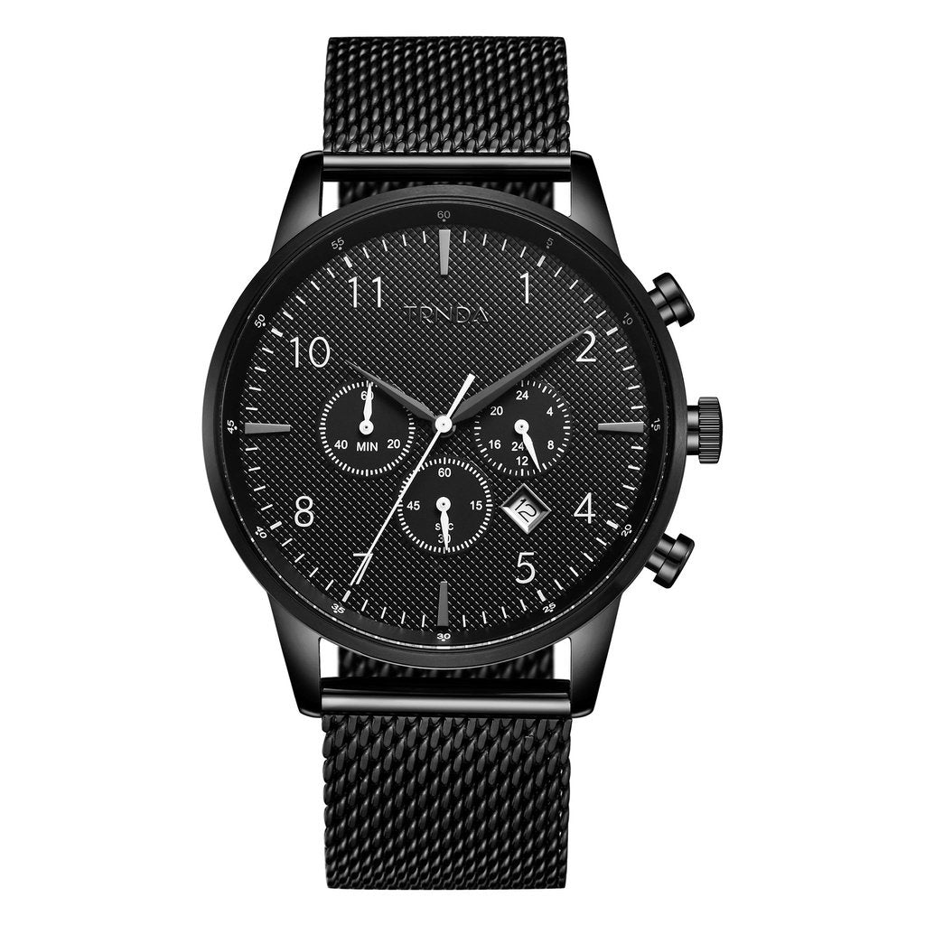 Trnda Men's Stainless Steel Watch, Black Dial | Trnda-Ss43bk