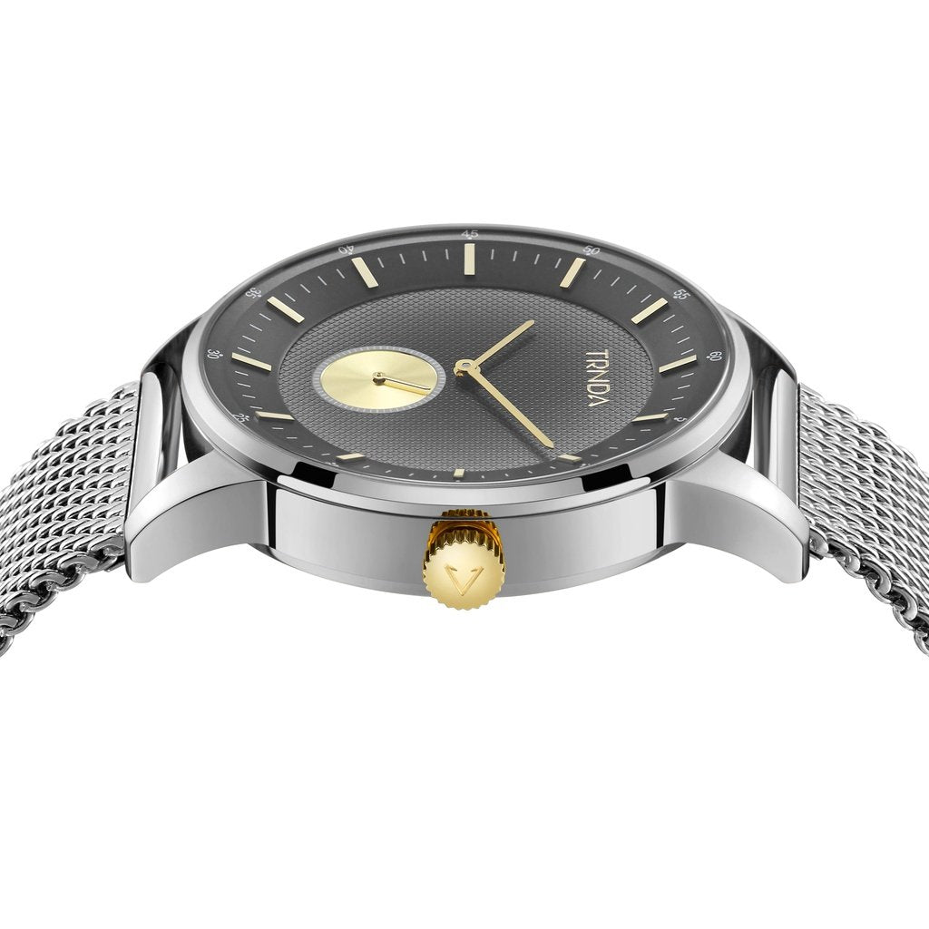 Trnda Men's Stainless Steel Watch, Silver Mesh Band | Trnda-43mm