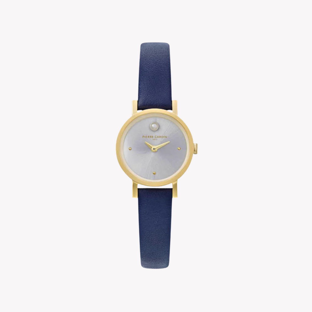Pierre Cardin Women's Blue Leather Watch, Silver Dial | Ccm.0508-0